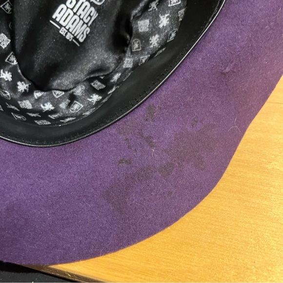 Stacy Adams Wool Fedora Hat Purple Felt Feather Ribbon Women’s Size M - Picture 8 of 9
